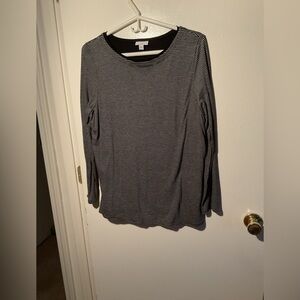 J. Jill Women's Black and White Striped Top